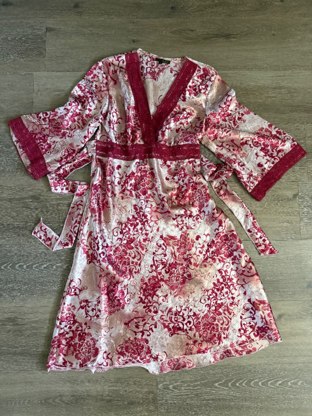 Floral Lace Kimono Y2K Midi Dress